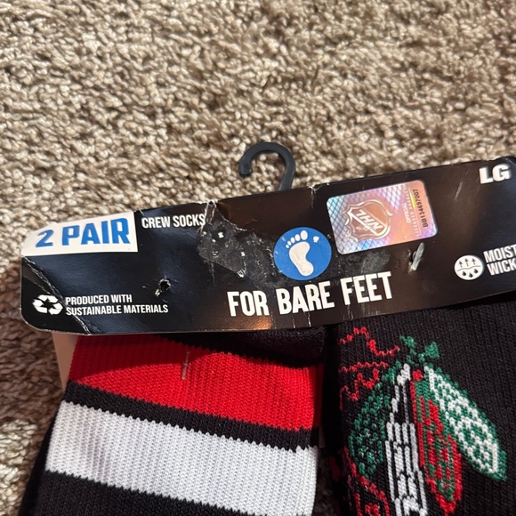 NHL Black and Red Team Logo Socks - Picture 2 of 4